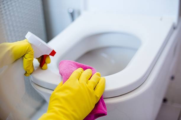 cleaning bathroom